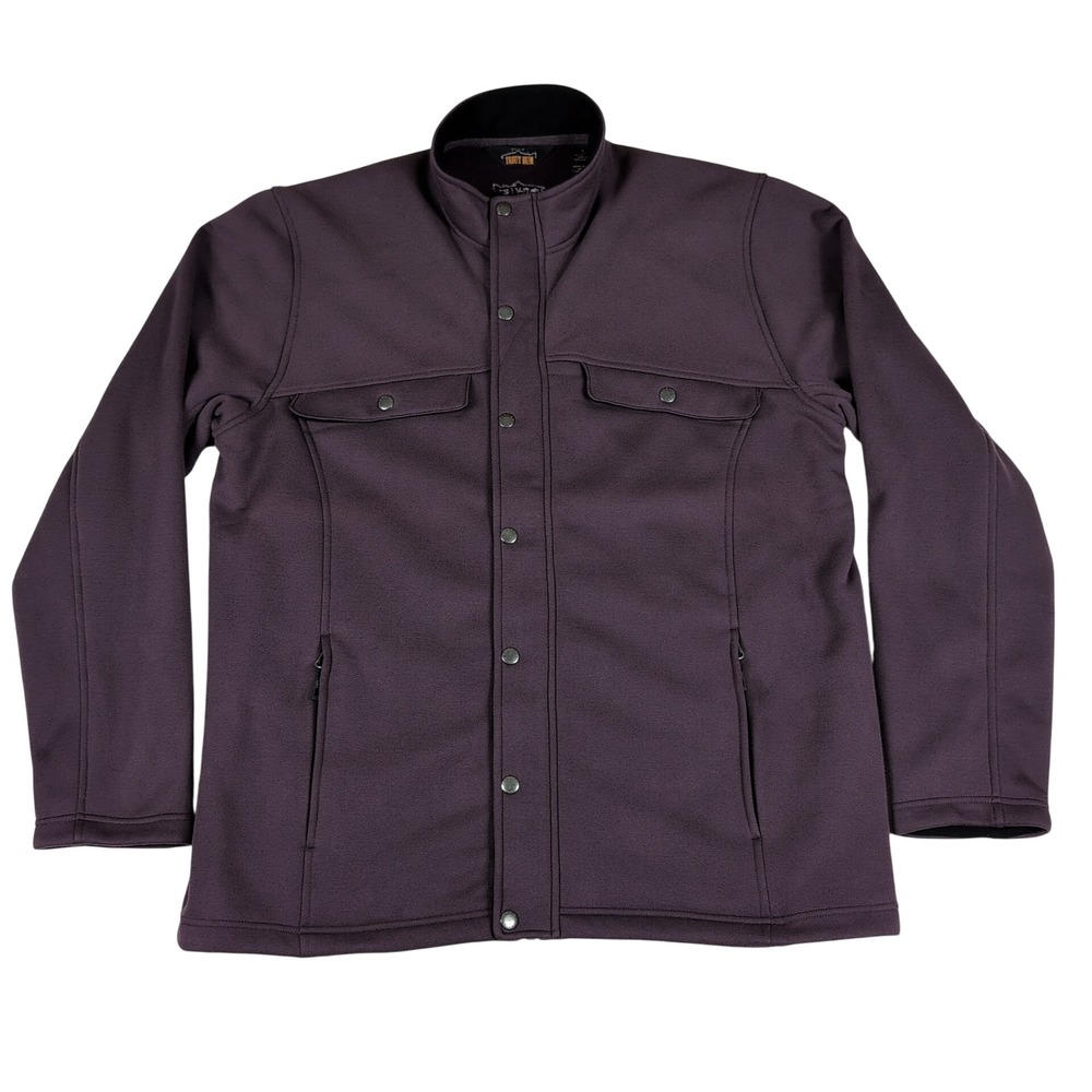 Orvis Trout Bum Softshell Jacket Mens Large Plum Purple Fleece Field Coat EUC
